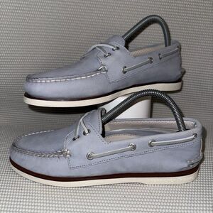 Sperry Gold Cup 2-Eye Baby Blue Leather Slip On Boat Shoes Men’s Size 7.5